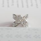 6.48 TCW Toi Et Moi Moissanite Diamond Engagement Ring Radiant Pear Cut Baguette Band White Gold Wedding Ring