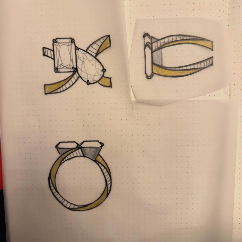 6.48 TCW Toi Et Moi Lab Grown Diamond Engagement Ring Radiant Pear Cut Baguette Band White Gold Wedding Ring