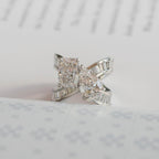 6.48 TCW Toi Et Moi Moissanite Diamond Engagement Ring Radiant Pear Cut Baguette Band White Gold Wedding Ring