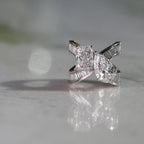 6.48 TCW Toi Et Moi Moissanite Diamond Engagement Ring Radiant Pear Cut Baguette Band White Gold Wedding Ring