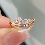 0.48 TCW Curve Bezel Set Round And Oval And Marquise Lab Grown Wedding Band Minimalist  Gold Stackable Band Anniversary Matching Band