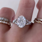 Oval Lab Grown Diamond Engagement Ring with Floral Leaf Art Deco Setting in White Gold