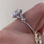 Oval Lab Grown Diamond Engagement Ring with Floral Leaf Art Deco Setting in White Gold