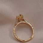 Marquise Lab Grown Diamond Engagement Ring Vintage Engraved Yellow Gold