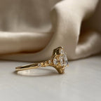 Vintage Pear Moissanite Art Deco Engagement Ring Cluster Gold Wedding Nature Inspired Ring
