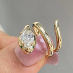Snake Pear Cut Moissanite Engagement Ring Spiral Snake Ring, Wrap Around Ring, Serpent Viper Open Ring, Animal Wrap Ring