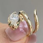 Snake Pear Cut Lab Gown Engagement Ring Spiral Snake Ring, Wrap Around Ring, Serpent Viper Open Ring, Animal Wrap Ring