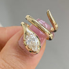 Snake Pear Cut Moissanite Engagement Ring Spiral Snake Ring, Wrap Around Ring, Serpent Viper Open Ring, Animal Wrap Ring