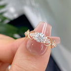 Round Cut Diamond Vintage Inspired Engagement Ring with Twisted Gold Band and Side Accents | Elegant Moissanite Diamond Ring