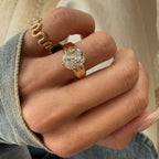 Old Mine Moissanite Elongated Cushion Cut Engagement Ring in Yellow Gold, Vintage-Inspired Solitaire Diamond Ring