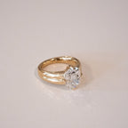Old Mine Moissanite Elongated Cushion Cut Engagement Ring in Yellow Gold, Vintage-Inspired Solitaire Diamond Ring