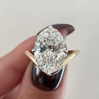 Oval Moissanite Diamond Engagement Ring Two Tone Gold Hidden Halo Bridal Ring