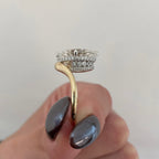 Oval Moissanite Diamond Engagement Ring Two Tone Gold Hidden Halo Bridal Ring