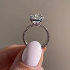 Double Claw Prong Pear Moissanite Engagement Ring Hidden Halo  Wedding Engraved Band Ring