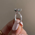 Double Claw Prong Pear Lab Grown Engagement Ring Hidden Halo Gold Wedding Engraved Band Ring