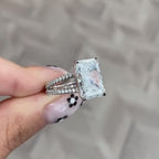 Radiant Lab Grown Diamond Engagement Ring Split Shank Double Band White Gold Luxury Ring