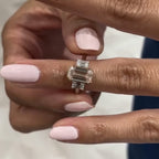 Emerald Cut Moissanite Diamond Three Stone Engagement Ring Bezel Setting Handmade Luxury Ring