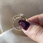 Leap Floral Oval Lab Grown Engagement Ring Art Deco Gold Vintage Wedding Ring