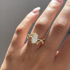 Leap Floral Oval Lab Grown Engagement Ring Art Deco Gold Vintage Wedding Ring