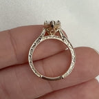Marquise Lab Grown Diamond Engagement Ring Vintage Engraved Yellow Gold