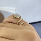 Snake Pear Cut Lab Gown Engagement Ring Spiral Snake Ring, Wrap Around Ring, Serpent Viper Open Ring, Animal Wrap Ring
