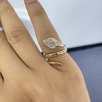 Snake Pear Cut Moissanite Engagement Ring Spiral Snake Ring, Wrap Around Ring, Serpent Viper Open Ring, Animal Wrap Ring