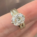 Old Mine Moissanite Elongated Cushion Cut Engagement Ring in Yellow Gold, Vintage-Inspired Solitaire Diamond Ring