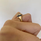 Bezel Set Old Mine Elongated Cushion Moissanite Engagement Ring East West Wedding Gold Ring