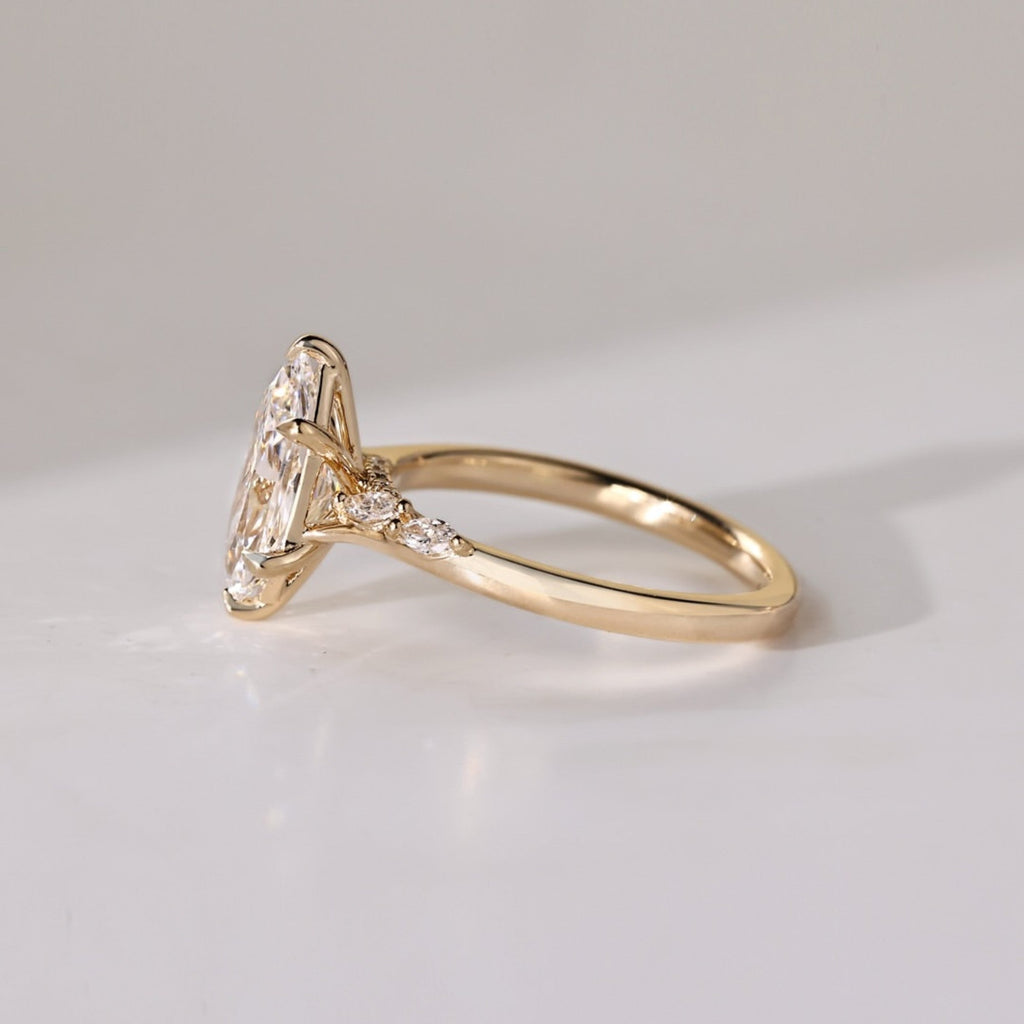Dutch Marquise Moissanite Ring Solid Gold Wedding Ring