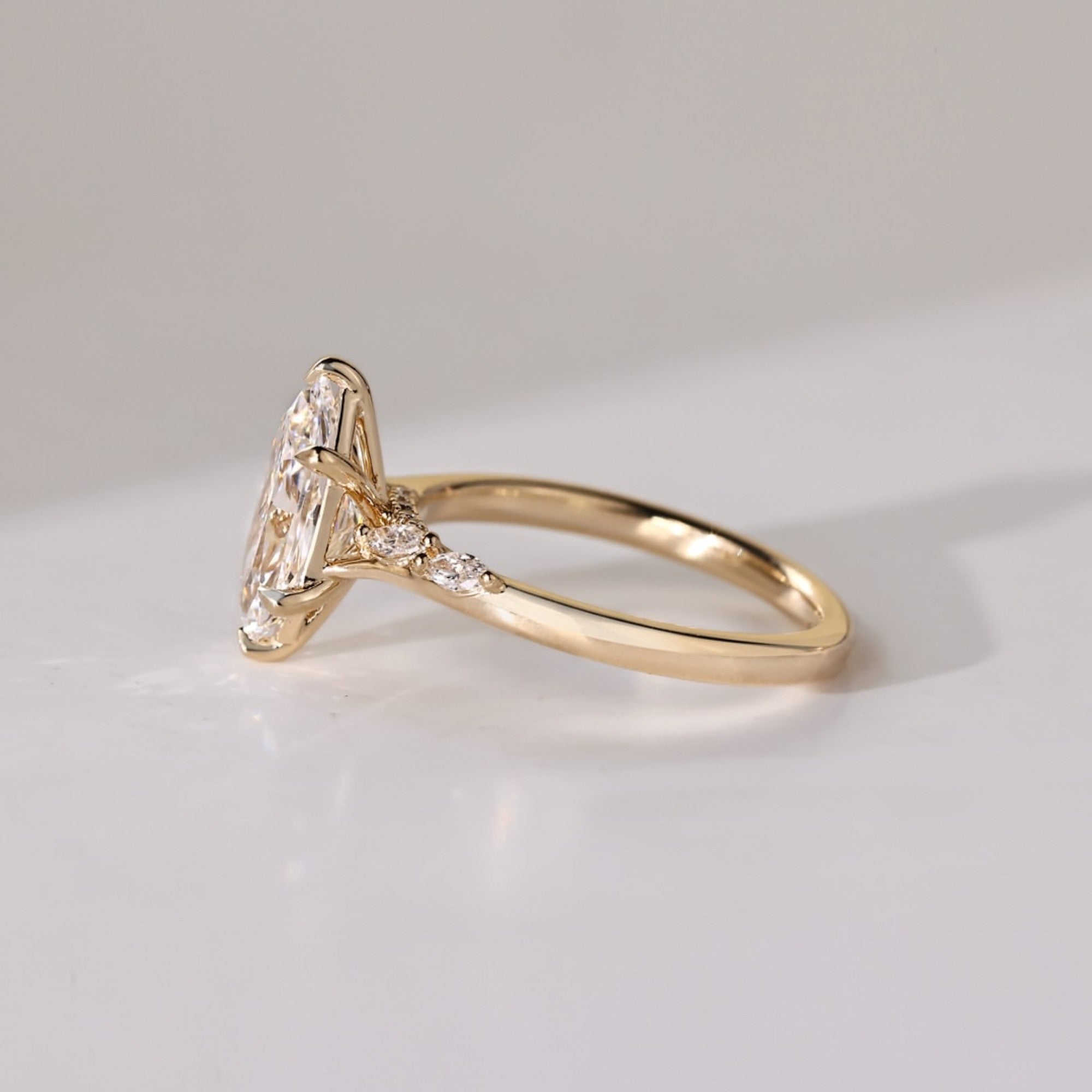 Dutch Marquise Moissanite Ring Solid Gold Wedding Ring