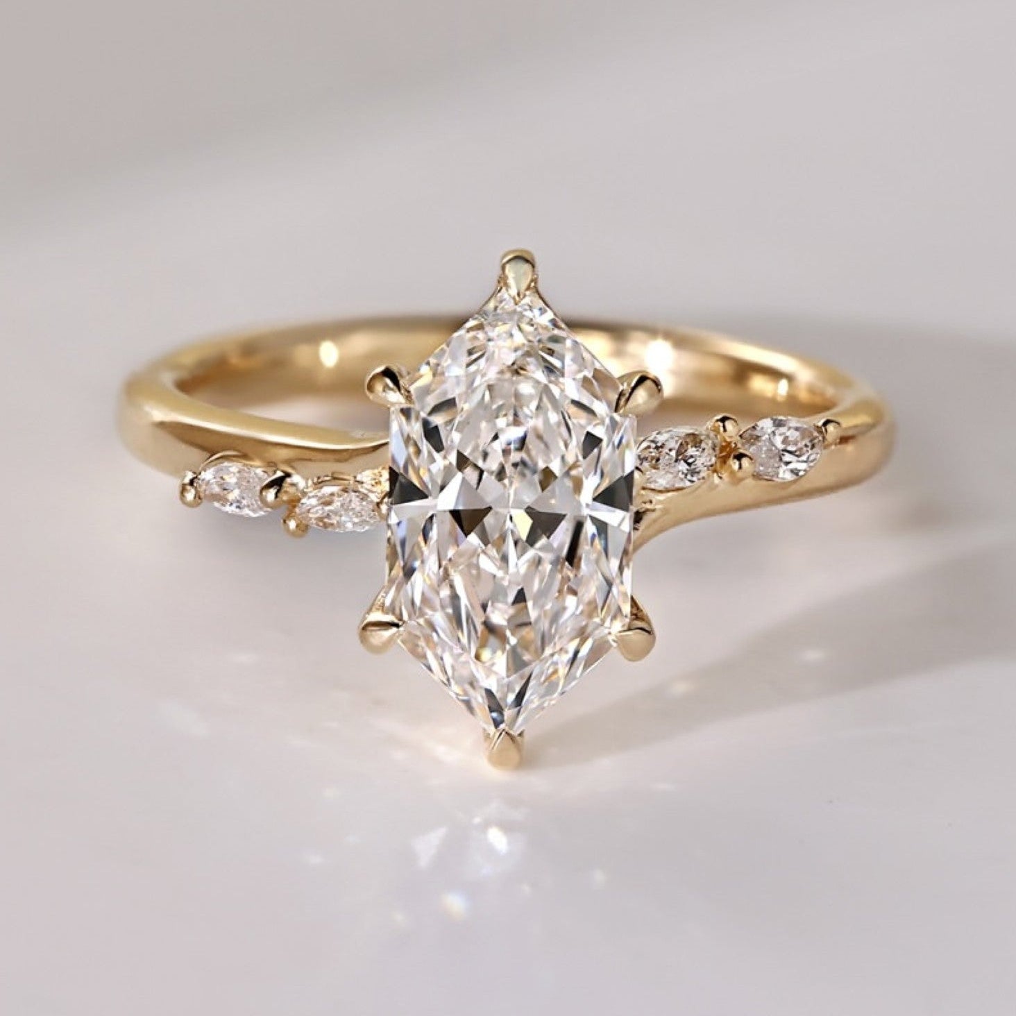 Dutch Marquise Lab Grown Ring Solid Gold Wedding Ring