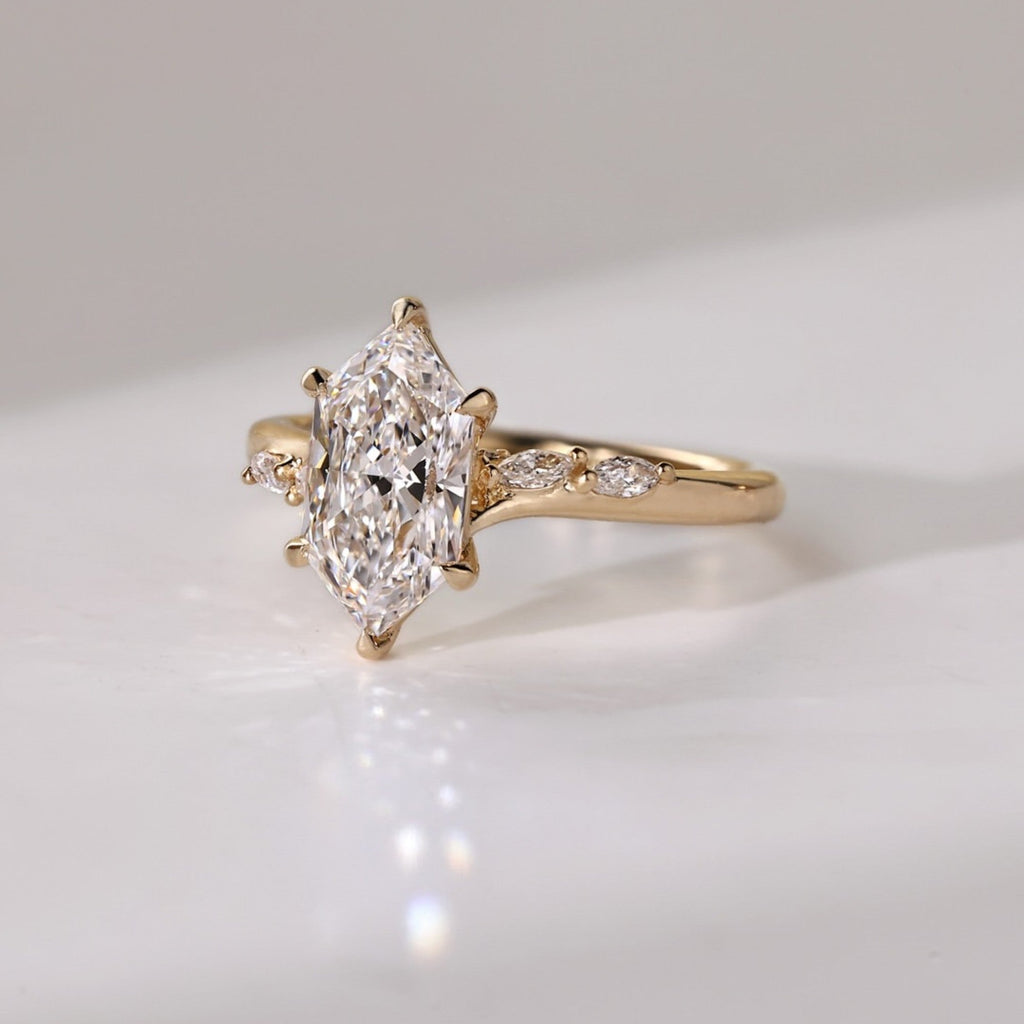 Dutch Marquise Moissanite Ring Solid Gold Wedding Ring