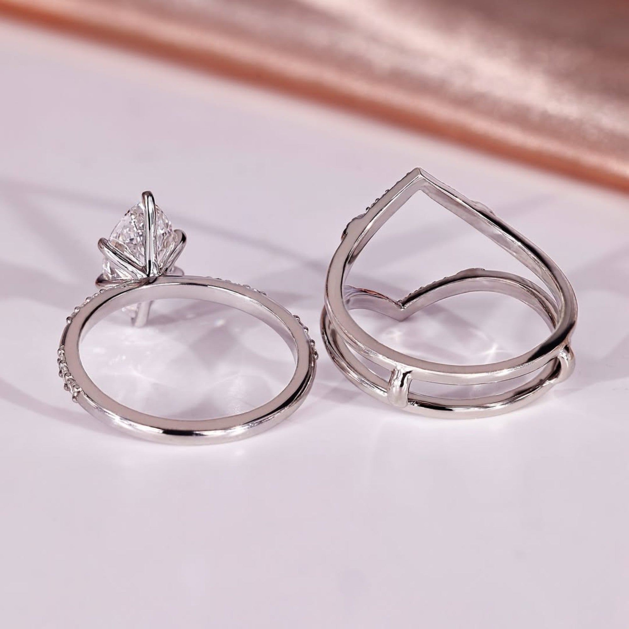 Marquise Cut Moissanite Bridal Engagement Ring Set Unique Jewelr