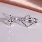 Marquise Cut Lab Grown Bridal Engagement Ring Set Unique Jewelry