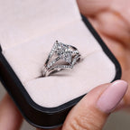 Marquise Cut Moissanite Bridal Engagement Ring Set Unique Jewelr