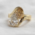 3.50 TCW Pear And Brown Oval Toi Et Moi Lab Grown Engagement Ring Engraved Band Gold Ring