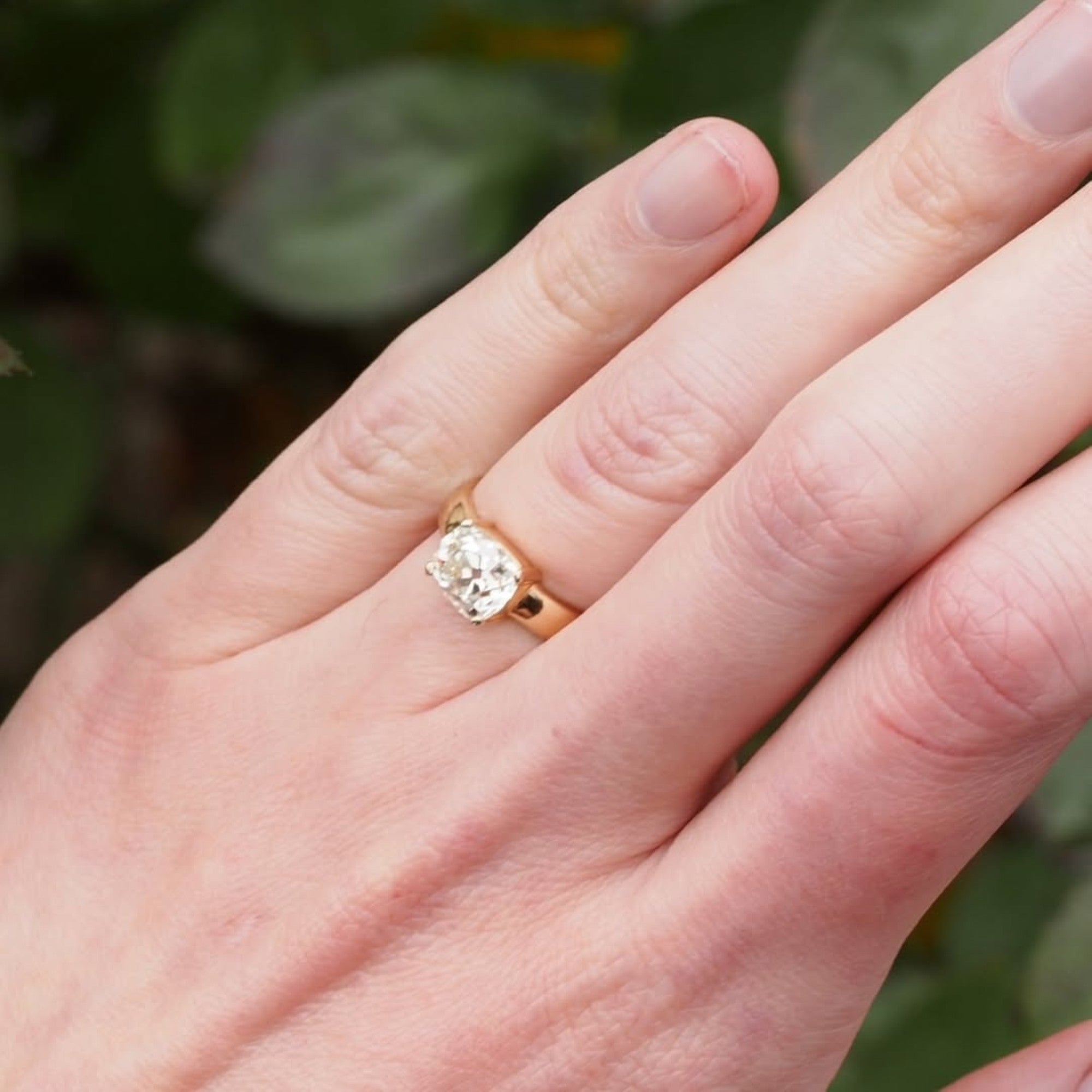 Old Mine Cushion Cut Moissanite Engagement Ring Solitaire Gold Wedding Ring