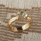 Old Mine Cushion Cut Lab Grown Engagement Ring Solitaire Gold Wedding Ring