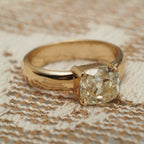 Old Mine Cushion Cut Lab Grown Engagement Ring Solitaire Gold Wedding Ring