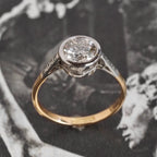 Round Cut Bezel Set Lab Grown Engagement Ring Gold Two Tone Wedding Ring