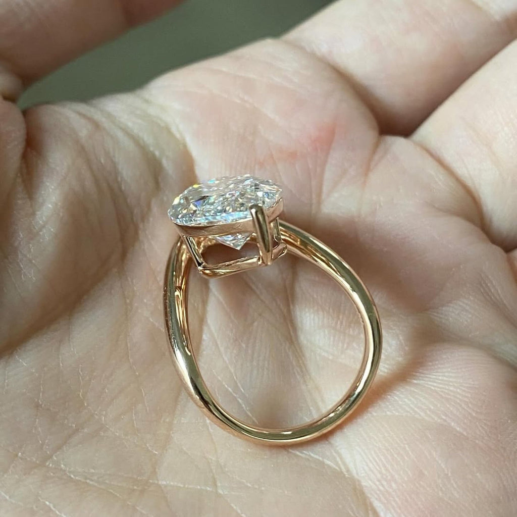 Marquise Cut Moissanite Engagement Ring Curve Band Gold Wedding Ring