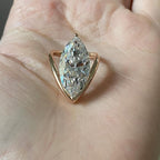 Marquise Cut Moissanite Engagement Ring Curve Band Gold Wedding Ring