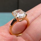 Old Mine Elongated Cushion Lab Grown Engagement Ring Gold Solitaire Wedding Ring