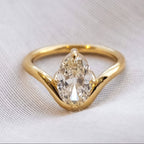 Oval Cut Lab Grown Engagement Ring Curve Band Solitaire Wedding Ring