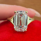 Emerald Cut Moissanite Engagement Ring Unique Solitaire Gold Wedding Ring