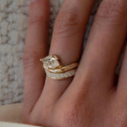 Marquise East West Moissanite Engagement Ring Set Gold Wedding Bridal Set