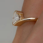 Asscher Cut Moissanite Engagement Ring Half Bezel East West Wedding Ring