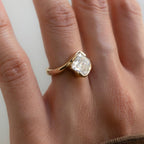 Asscher Cut Moissanite Engagement Ring Half Bezel East West Wedding Ring