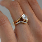 Asscher Moissanite Engagement Ring Set East West Half Bezel Wedding Bridal Set