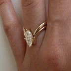 Marquise Cut Moissanite Engagement Ring Set Curve Band Wedding Bridal Set